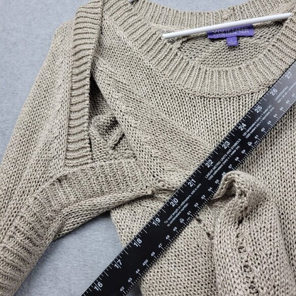 Vivienne Tam Sweater Womens Large Crewneck Beige Crochet Knit Coastal Shimmer - Picture 12 of 12